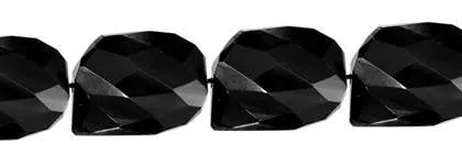 Wholesale Black Color Agate Bead Waved Ladder Shape Faceted Gemstones 18x25mm