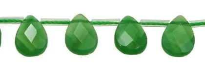 Wholesale Green Jade Color Agate Pear Drop Bead Faceted Gemstones 6x9mm