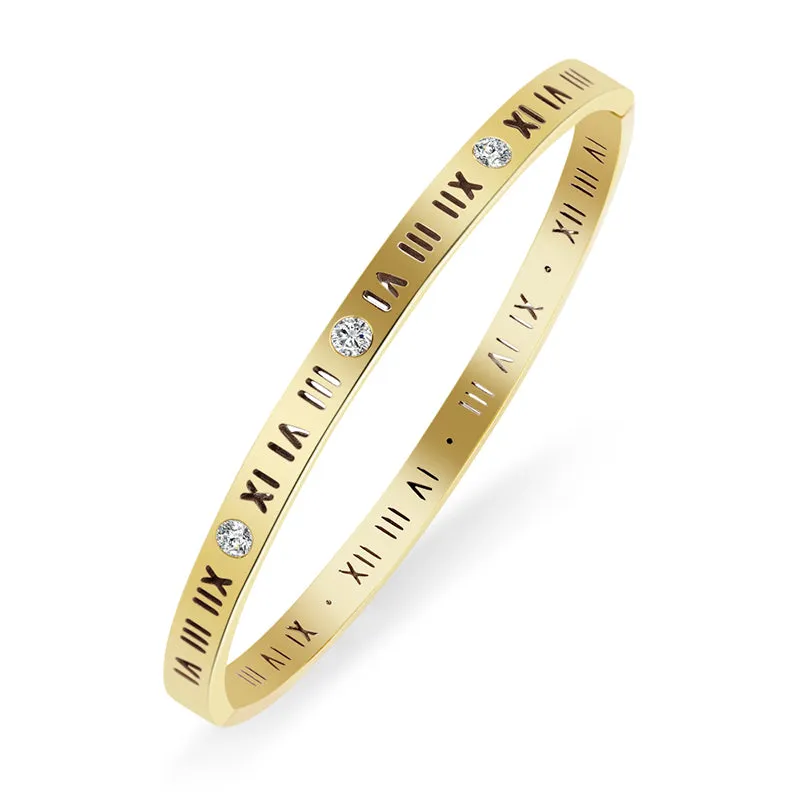 Women's Roman Numbers CZ Bangle