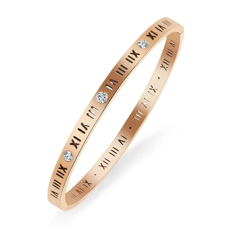 Women's Roman Numbers CZ Bangle